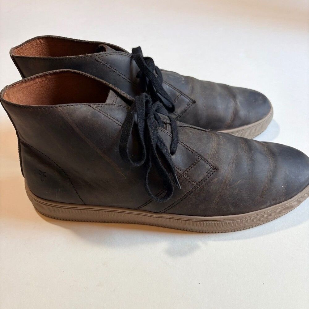 Frye Astor Chukka Boots 11.5 Black Leather High Top Business Casual Sneakers